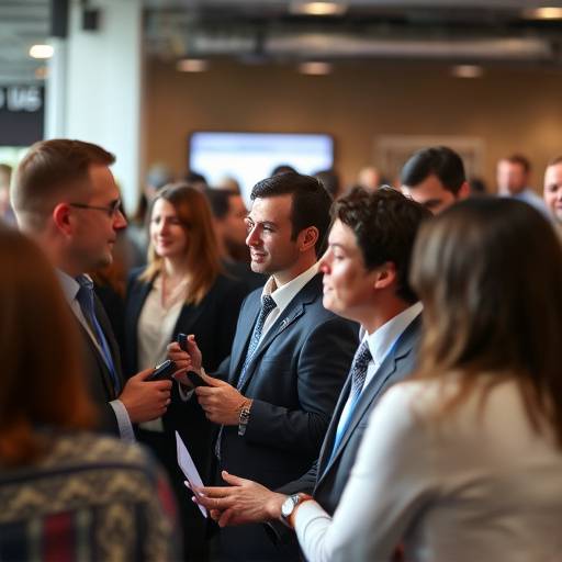 Cobertura fotogr√°fica de um evento corporativo, destacando a intera√§√£o entre os participantes e a atmosfera profissional.