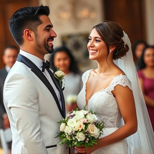 Fotografia de um casamento elegante, capturada pelo Est√ºdio Luz & Cor em Belo Horizonte. Noivos sorrindo durante a cerim√¥nia.